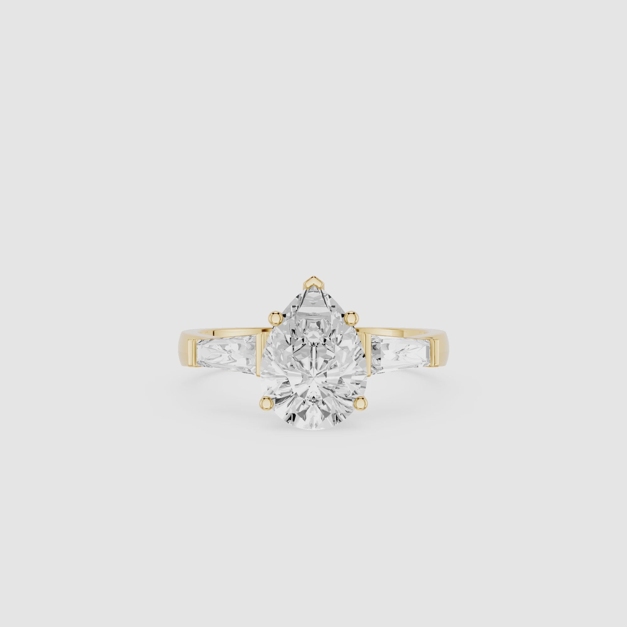 Pear Cut Three Stone Lab Grown Diamond Engagement Ring