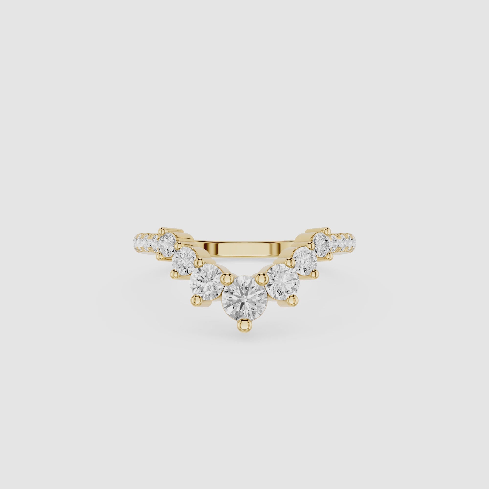 Round Cut Curved Lab Grown Diamond Wedding Band