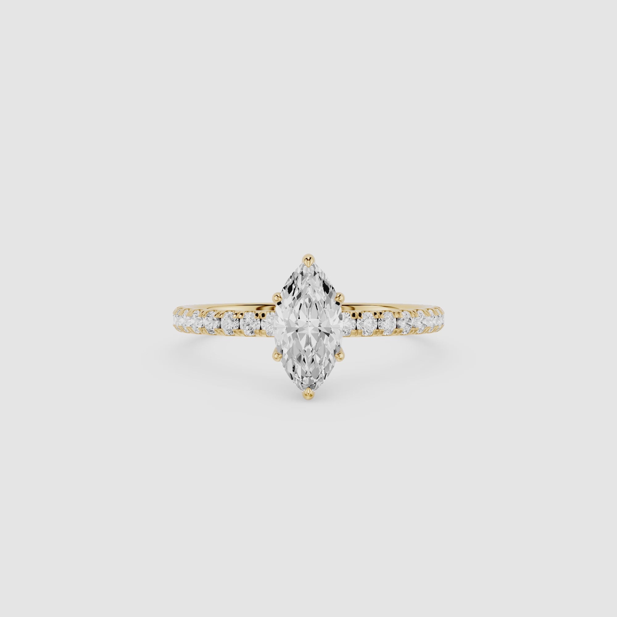 Marquise Cut Pave Lab Diamond Engagement Ring