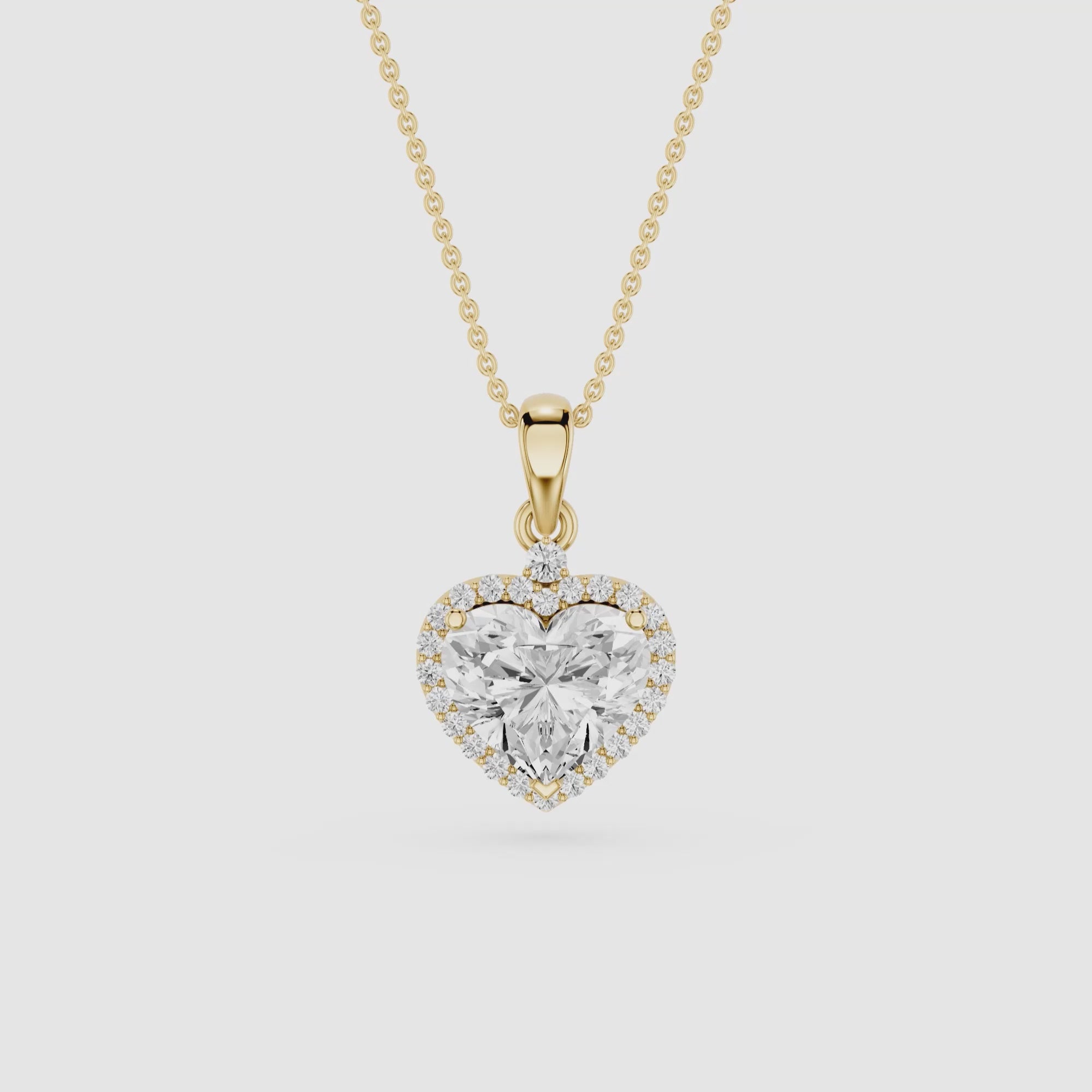 Heart Lab Grown Diamond Halo Pendant Necklace