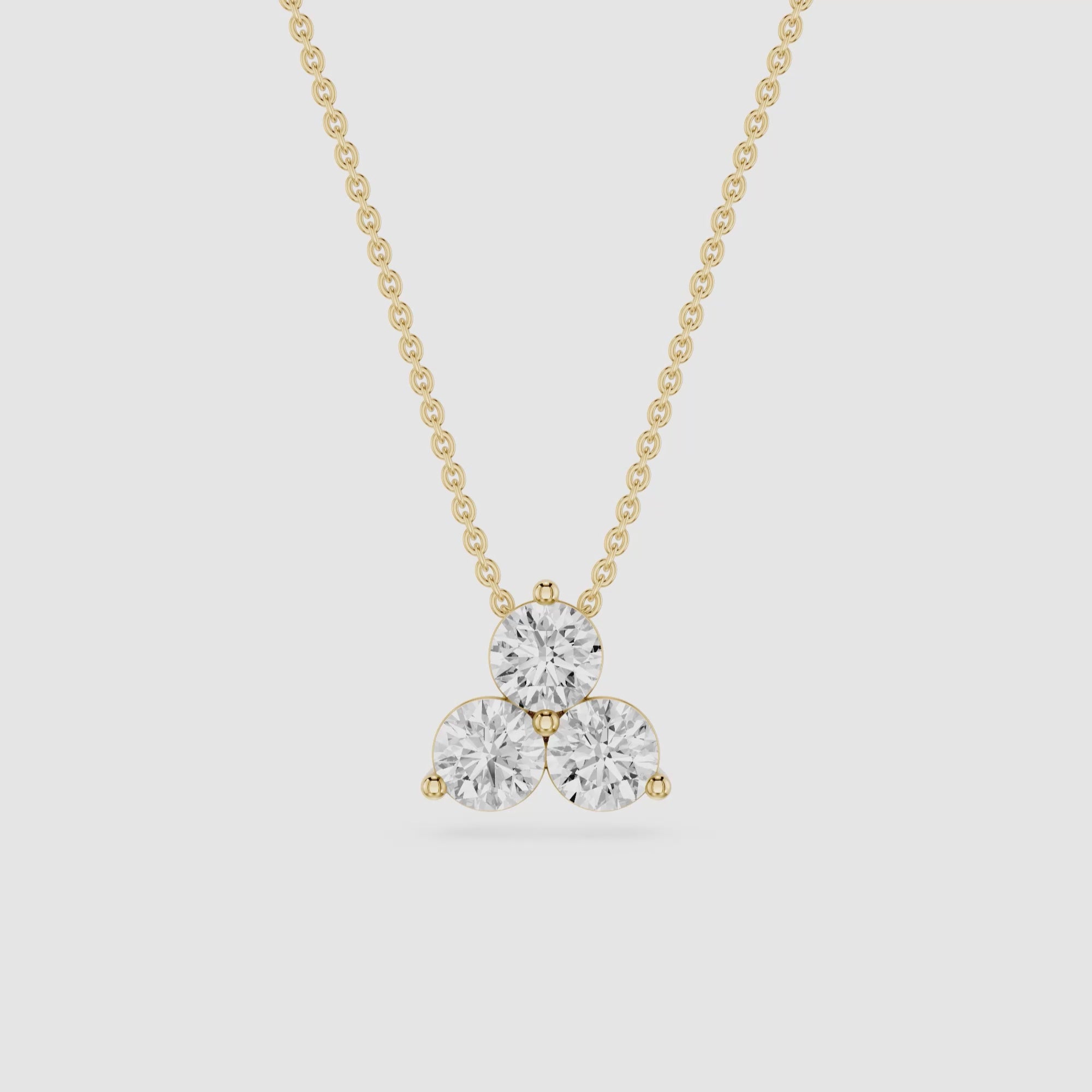 Round Lab Grown Diamond Three Stone Pendant Necklace