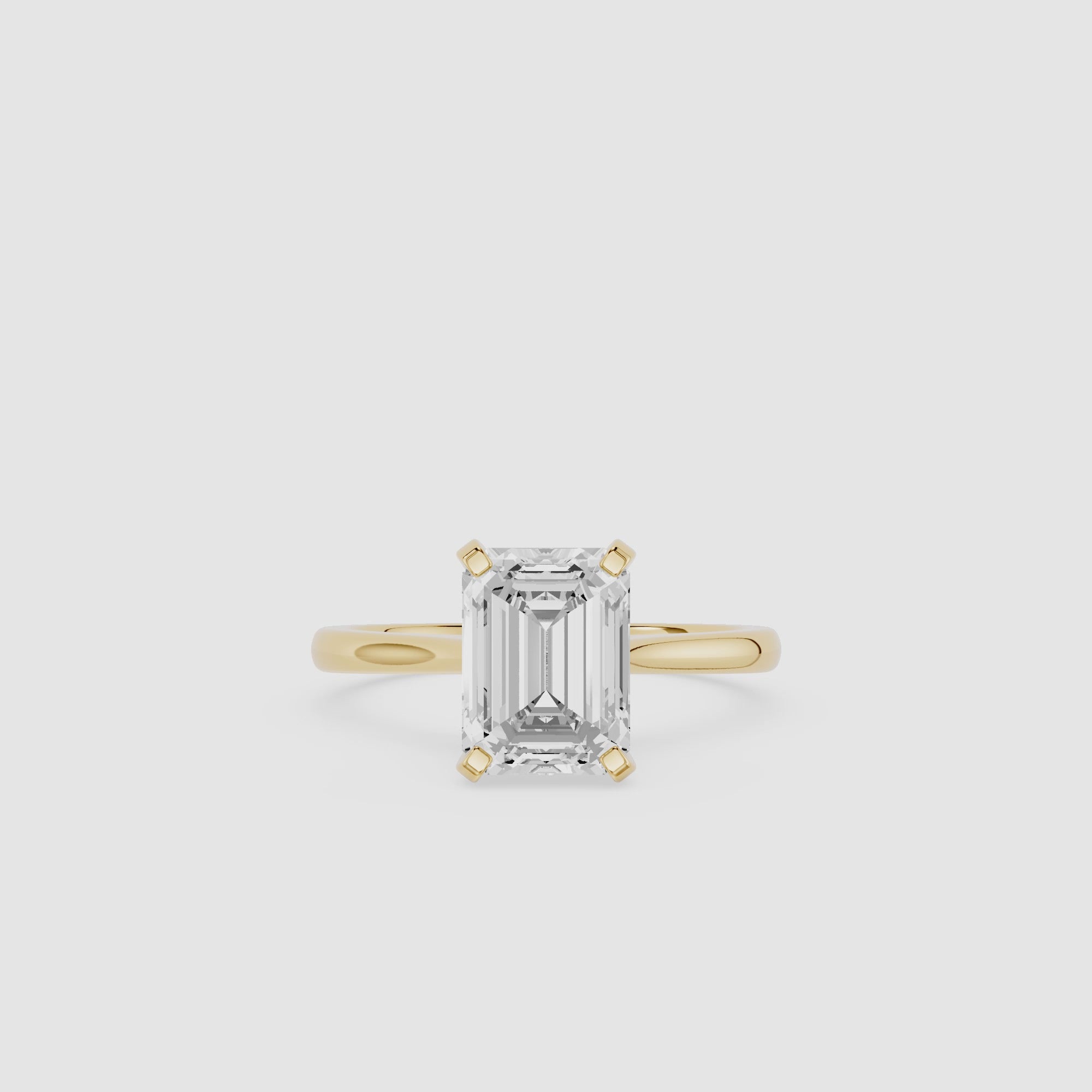 Emerald Cut Lab Diamond Four Prong Solitaire Ring