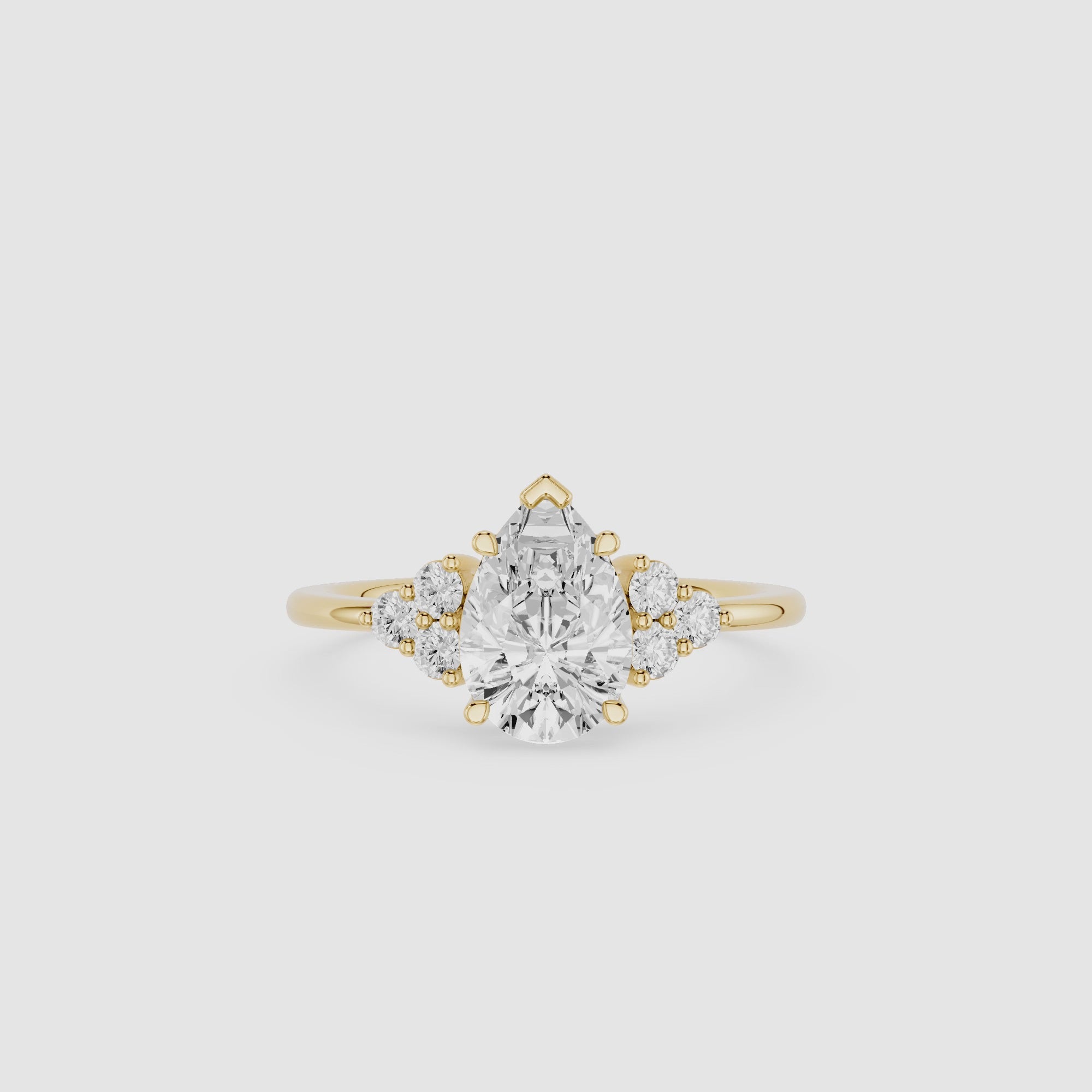 Pear Cut Lab Grown Diamond Cluster Engagement Ring