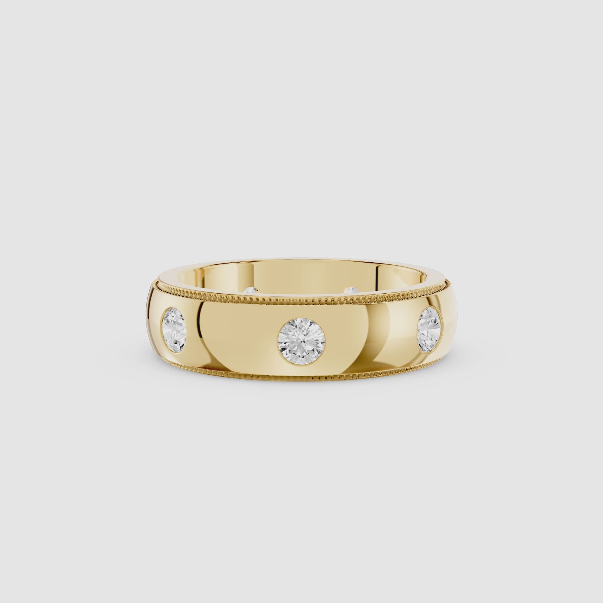 Round Bezel Set Lab Diamond Men's Wedding Band