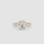 Round Lab Diamond Bezel Three Stone Ring