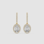 Aurora Oval Halo Lab Grown Diamond Drop Earrings