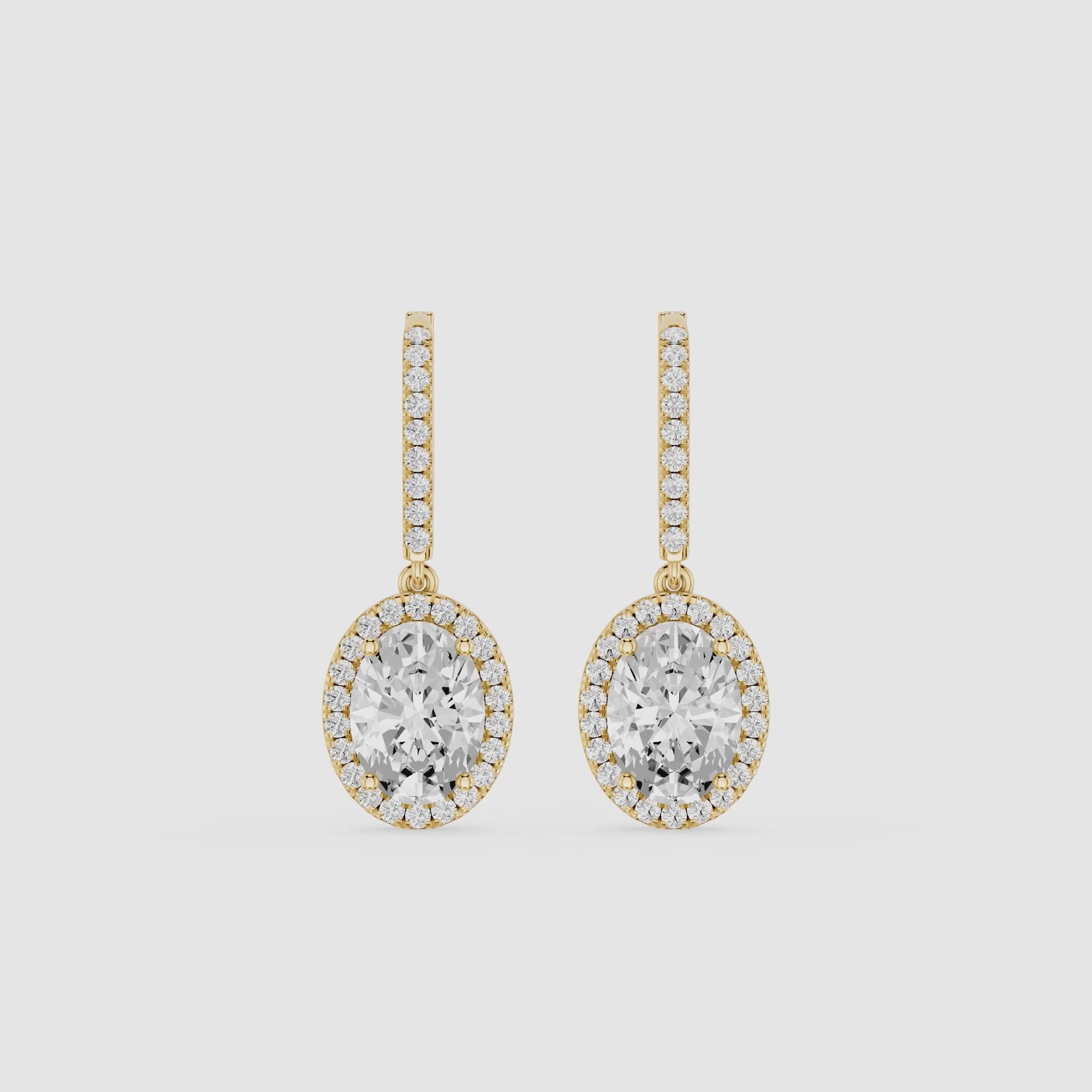 Aurora Oval Halo Lab Grown Diamond Drop Earrings