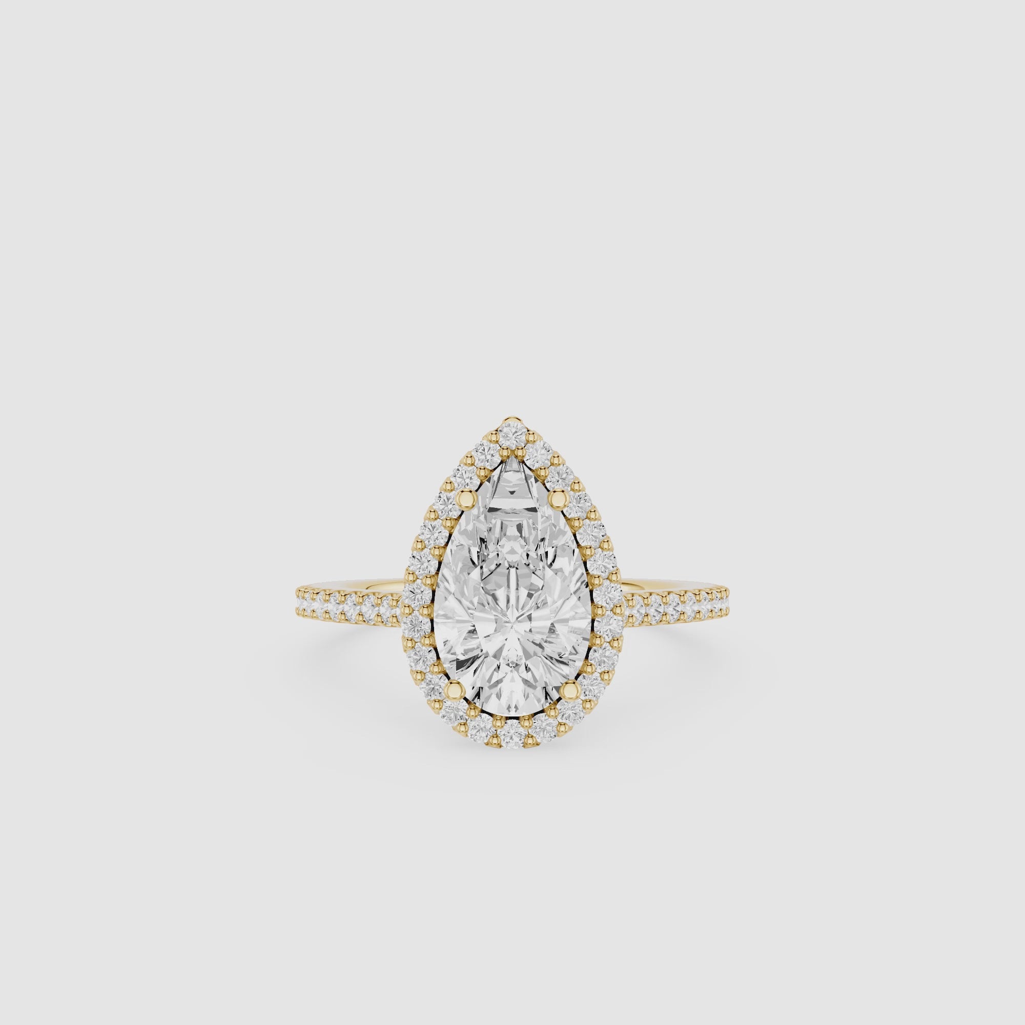 Pear Cut Lab Grown Diamond Halo Engagement Ring