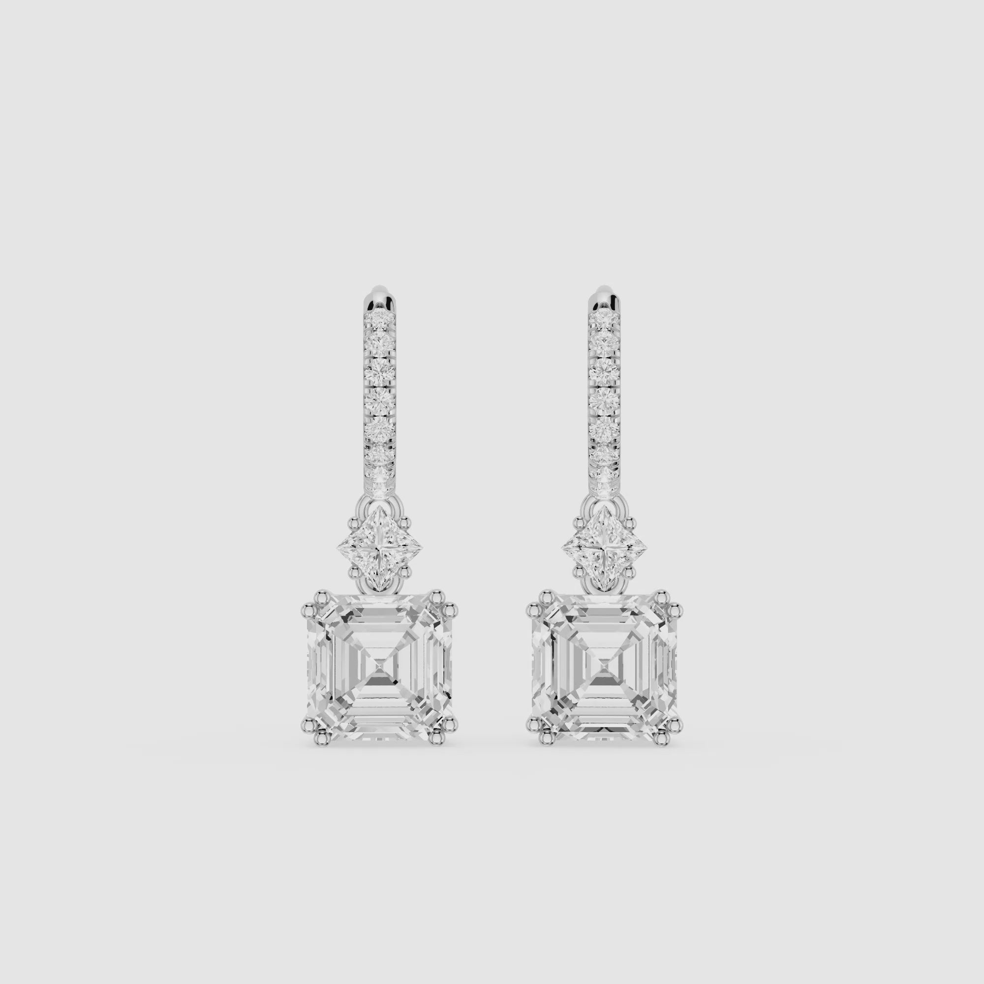 Asscher Cut Lab Grown Diamond Drop Earrings