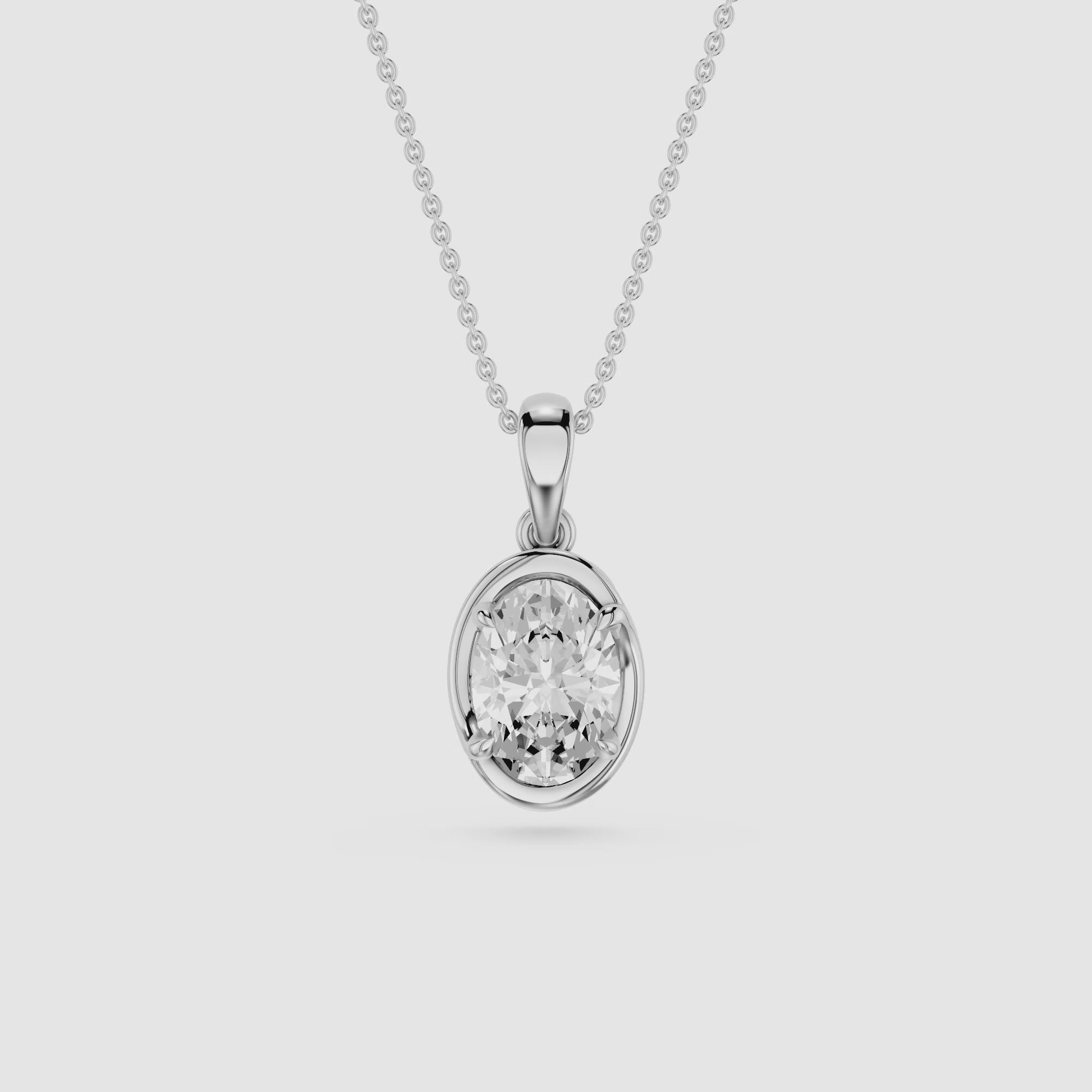 Oval Lab Grown Diamond Solitaire Pendant Necklace
