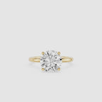 Round Lab Diamond Four Prong Solitaire Ring