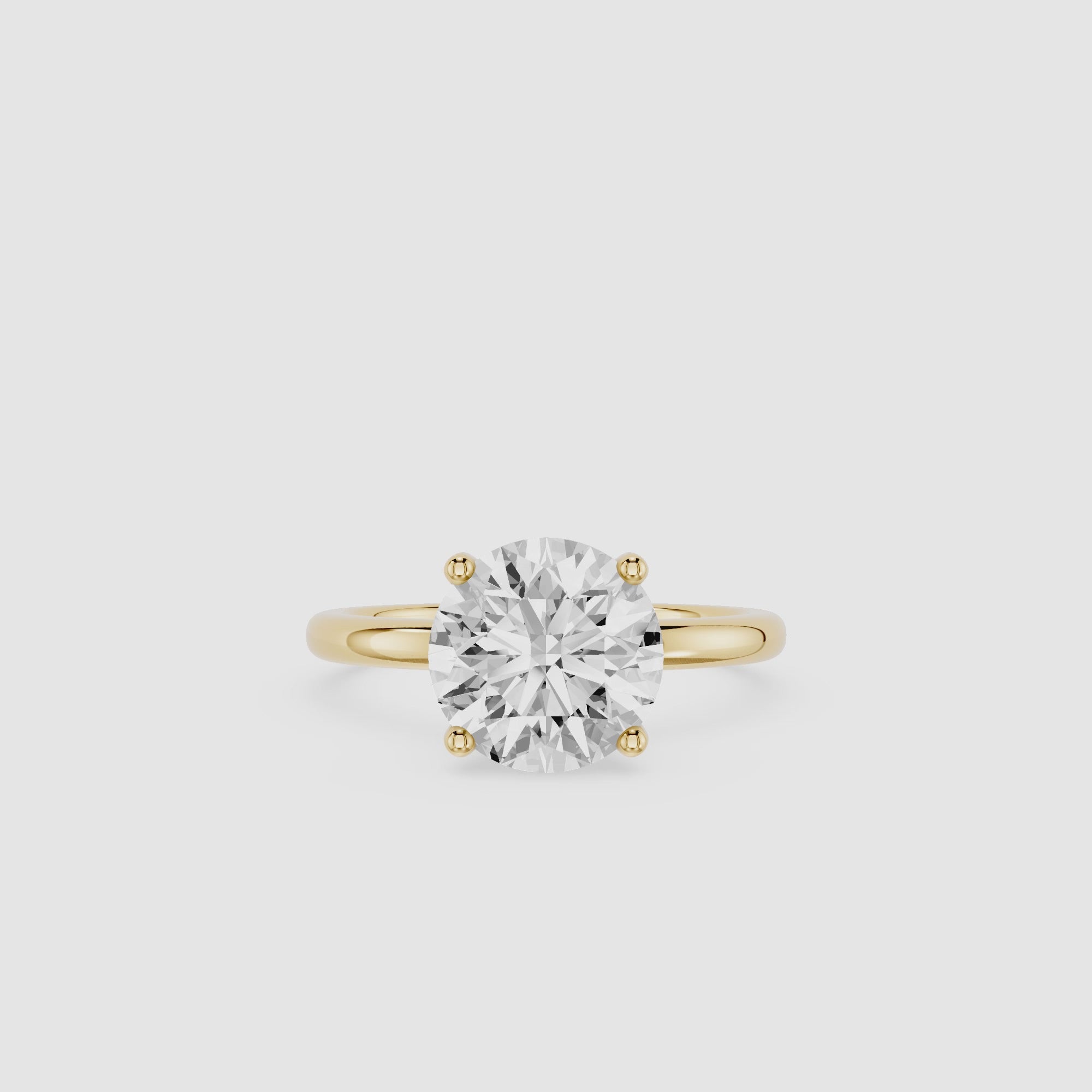 Round Lab Diamond Four Prong Solitaire Ring