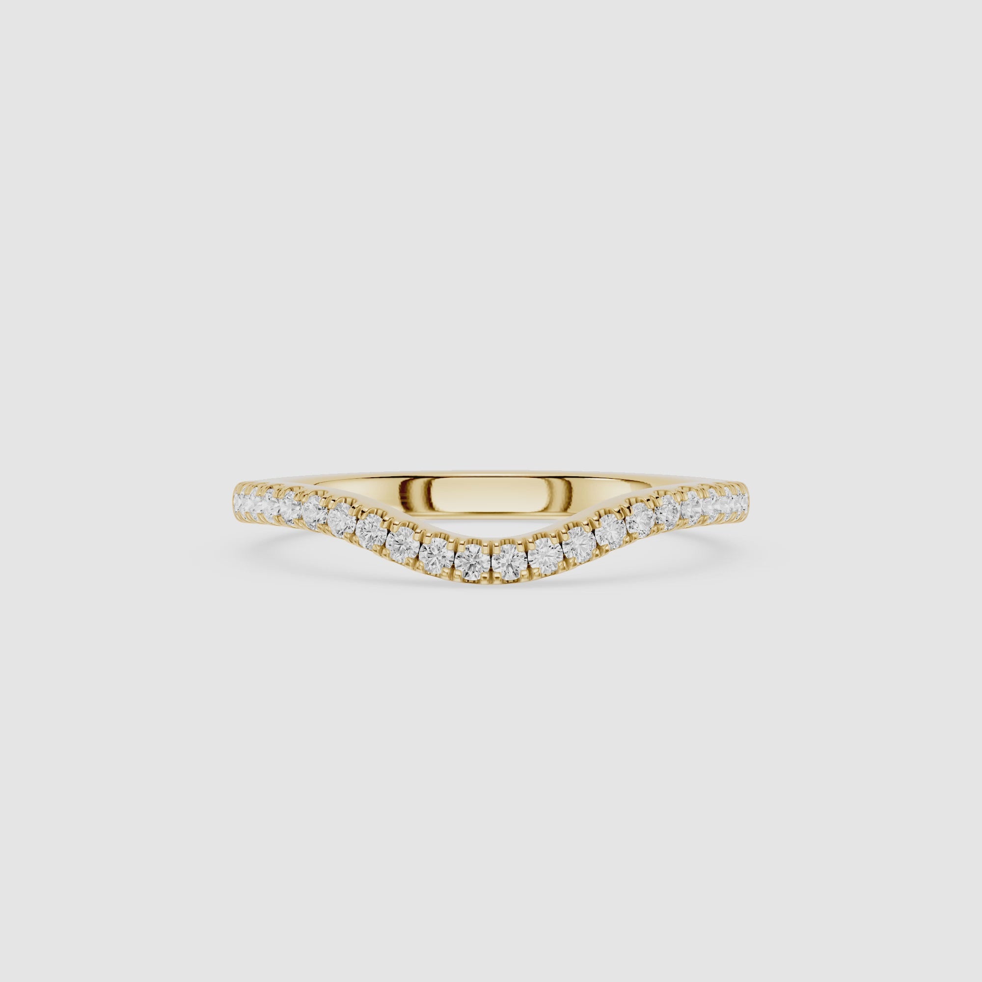 Round Cut Lab Grown Diamond Curved Pave Wedding Band