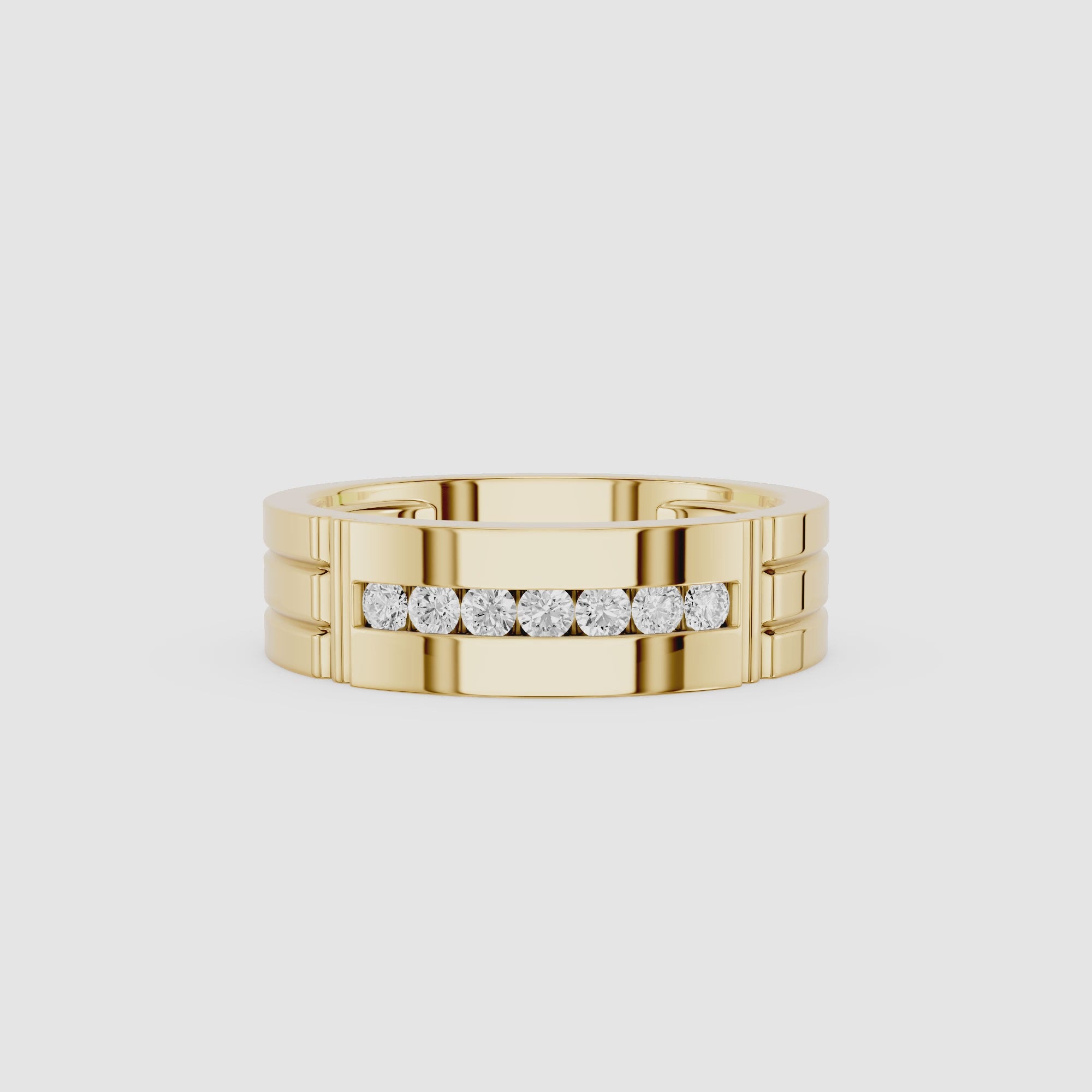 Round Cut Channel Set Lab Diamond Men's Ring