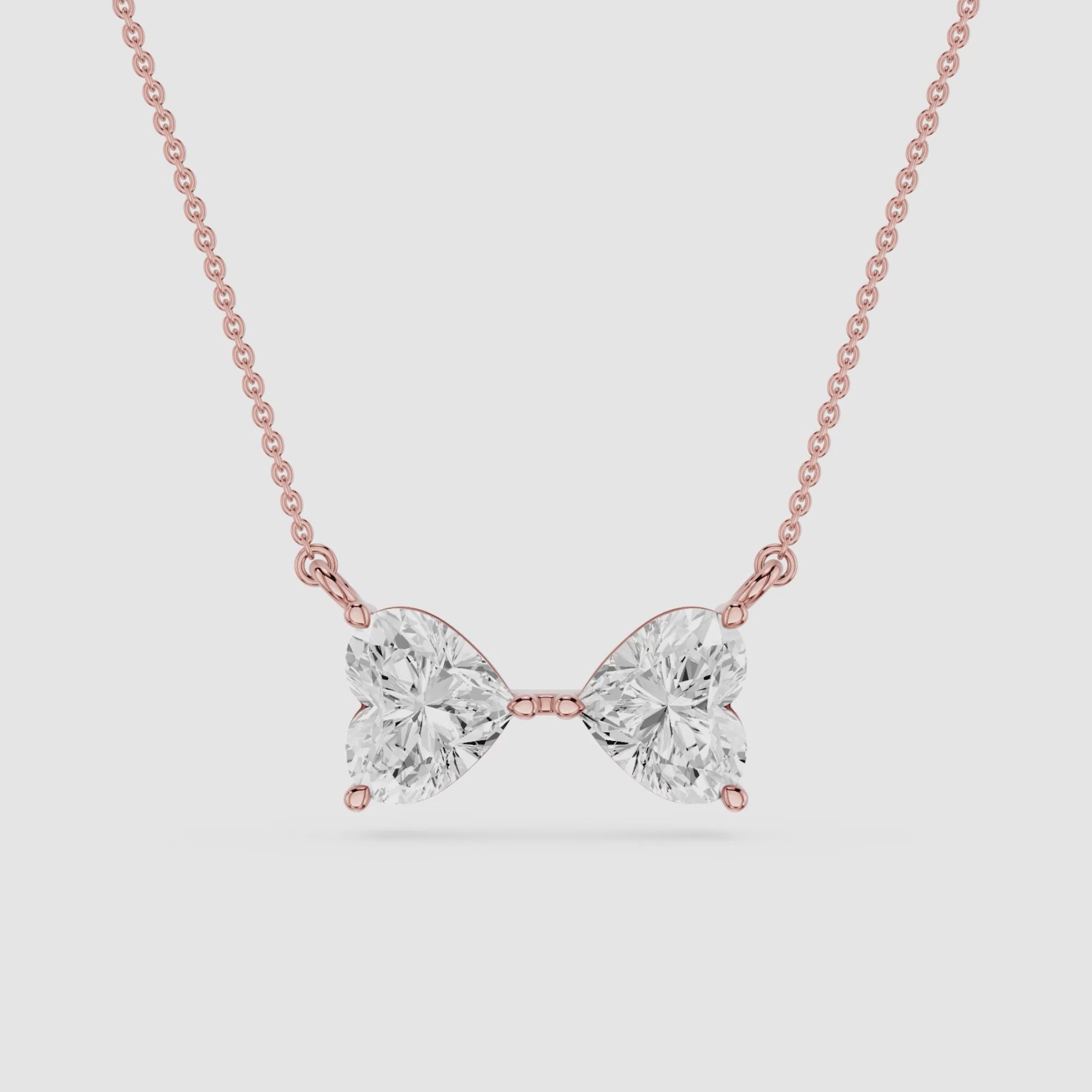 Heart Cut Lab Grown Diamond Toi et Moi Pendant