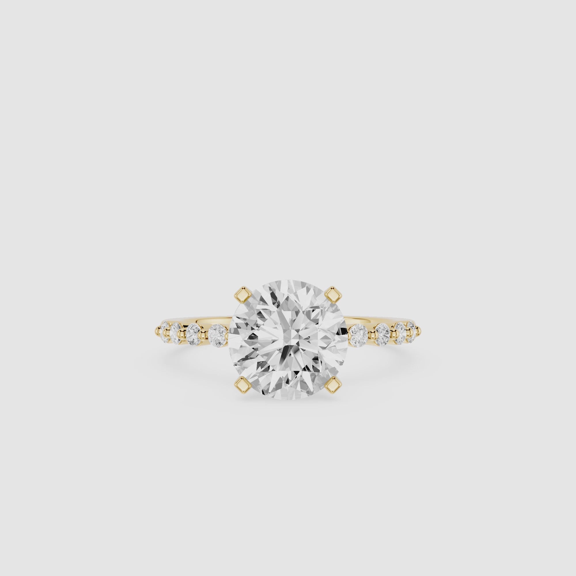 Round Cut Lab Grown Diamond Graduated Accent Engagement Ring