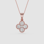 Round Lab Grown Diamond Clover Pendant Necklace