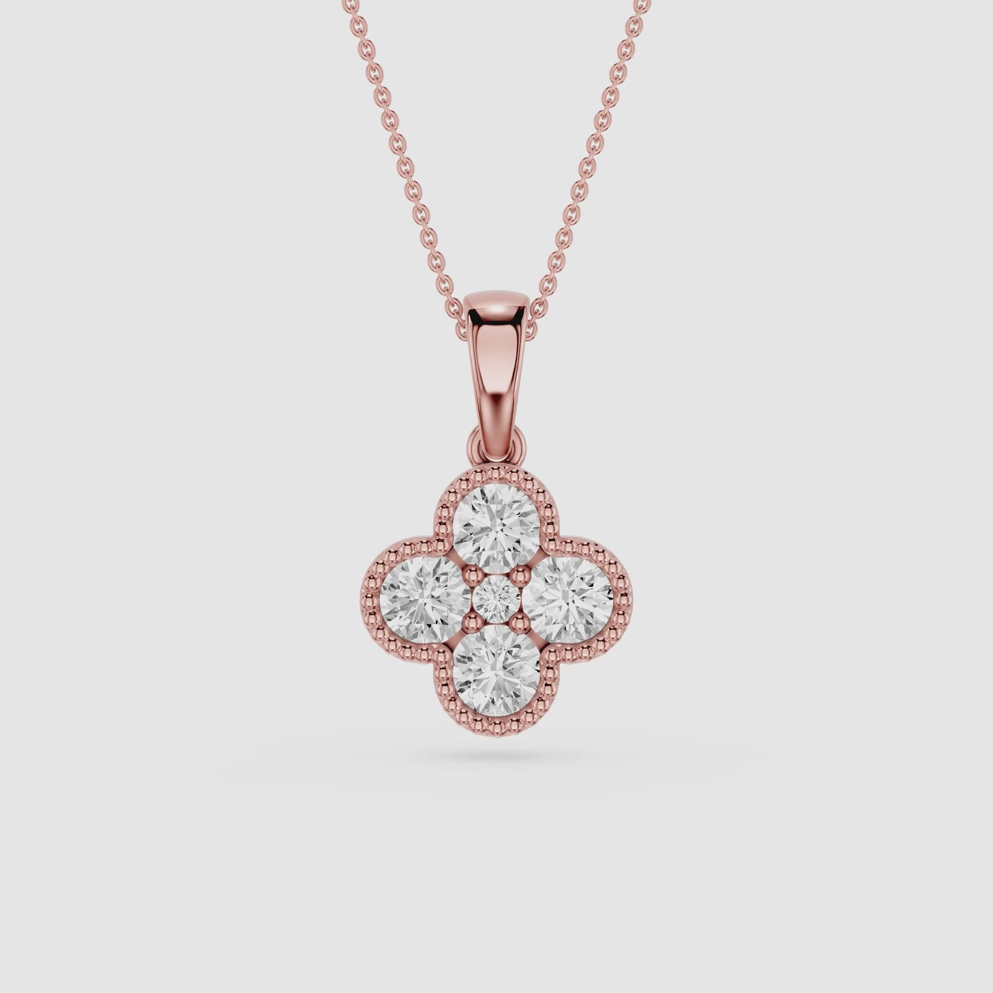Round Lab Grown Diamond Clover Pendant Necklace