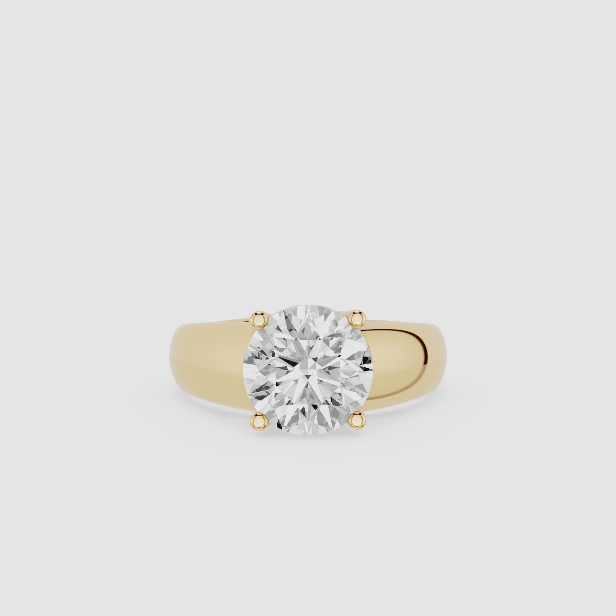 Round Cut Lab Grown Diamond Wide Band Engagement Ring