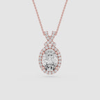 Oval Lab Grown Diamond Halo Pendant Necklace
