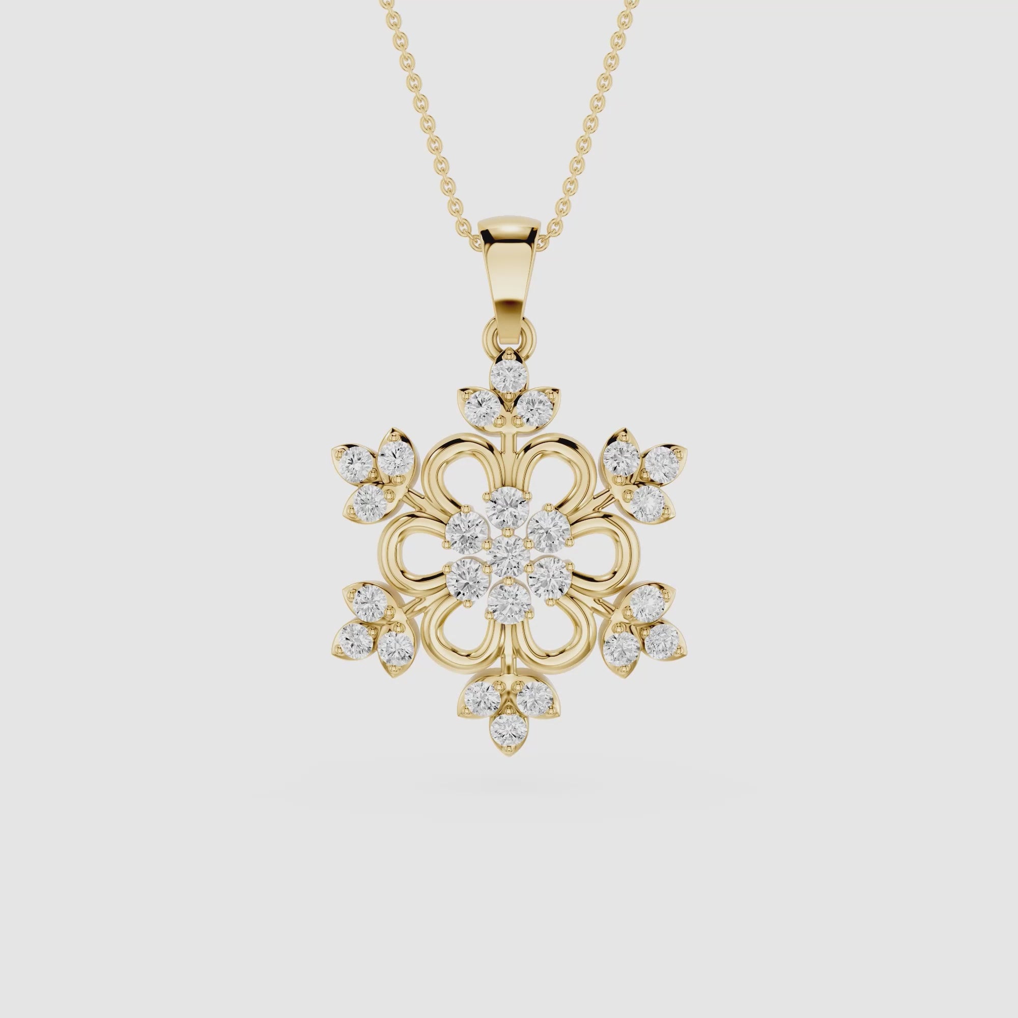 Round And Pear Lab Grown Floral Pendant Necklace