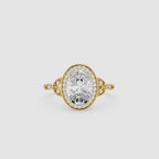 Oval Cut Lab Grown Diamond Halo Leaf Ring