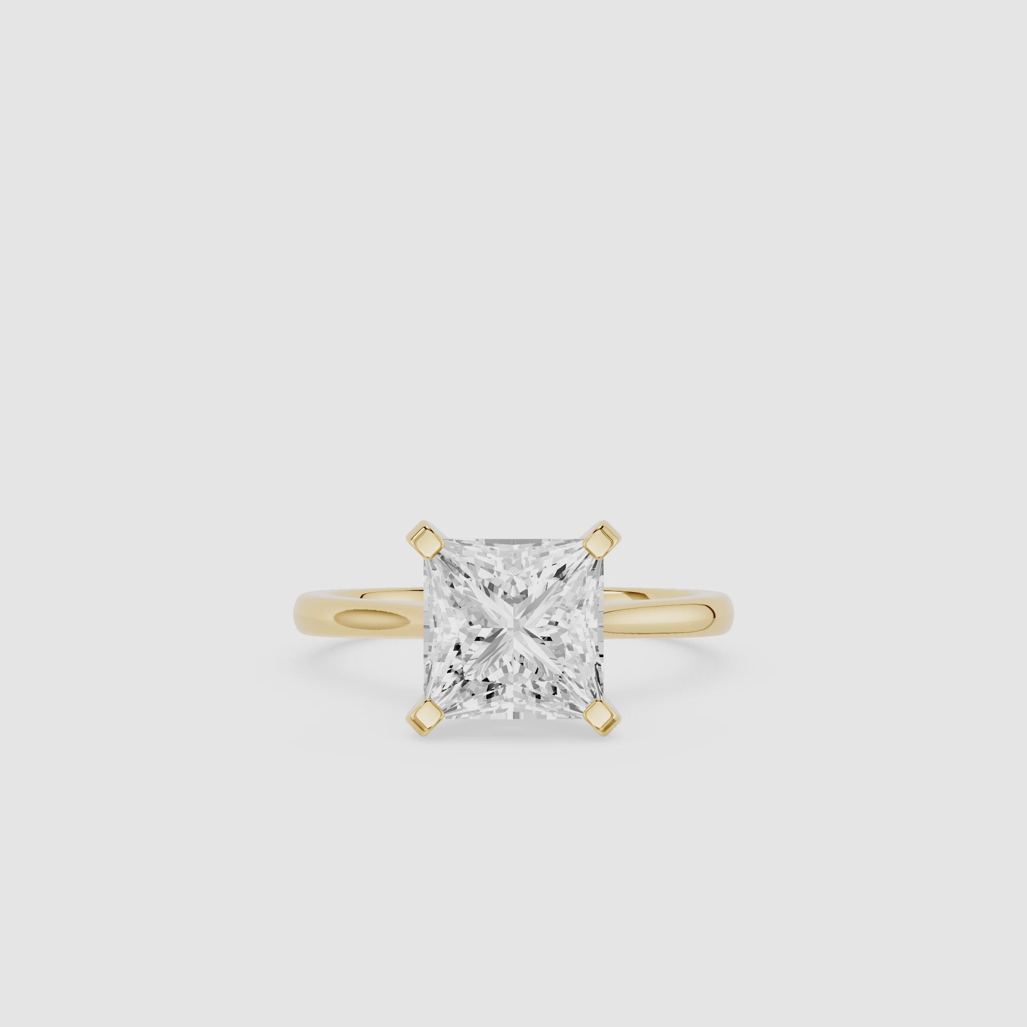 Princess Cut Lab Diamond Four Prong Solitaire Ring