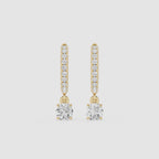 Round Lab Grown Diamond Drop Hoop Earrings for Women