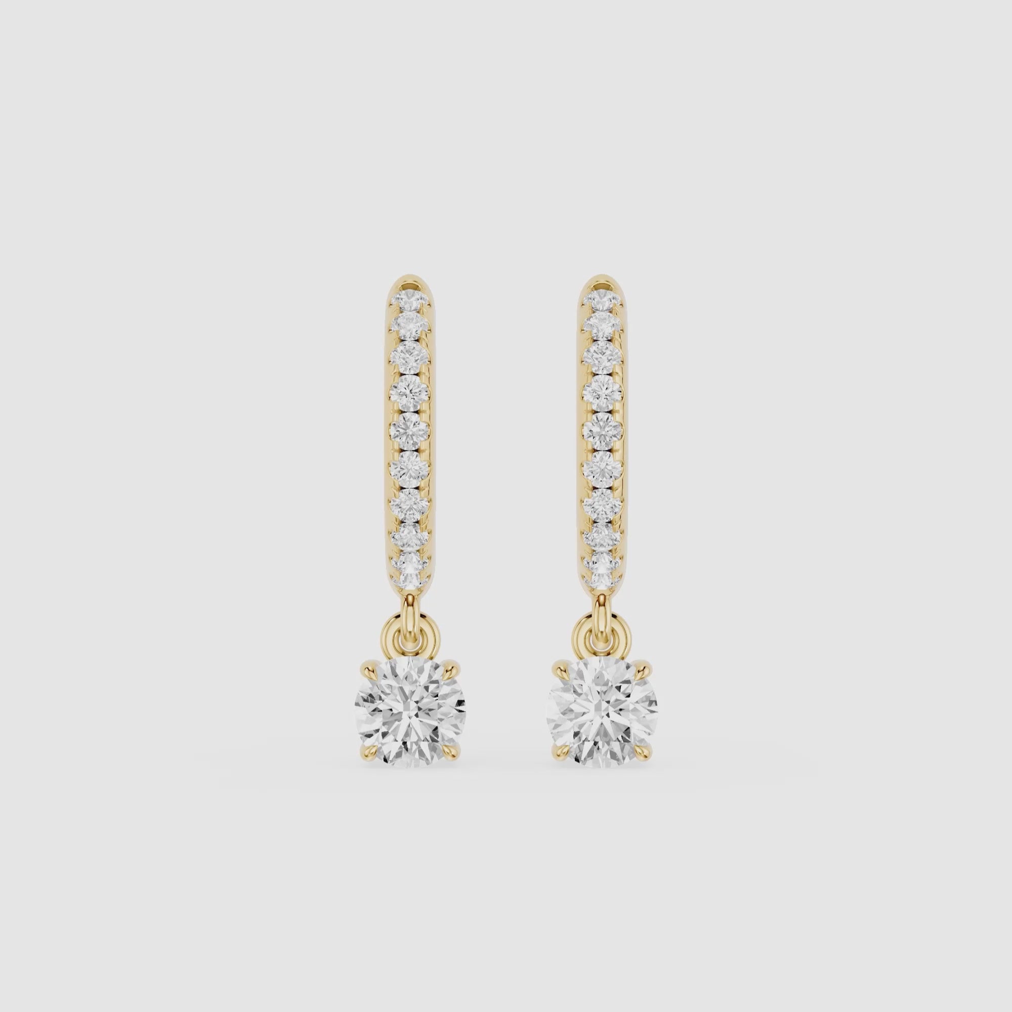 Round Lab Grown Diamond Drop Hoop Earrings for Women