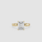Emerald Cut Lab Diamond Split Shank Solitaire Ring