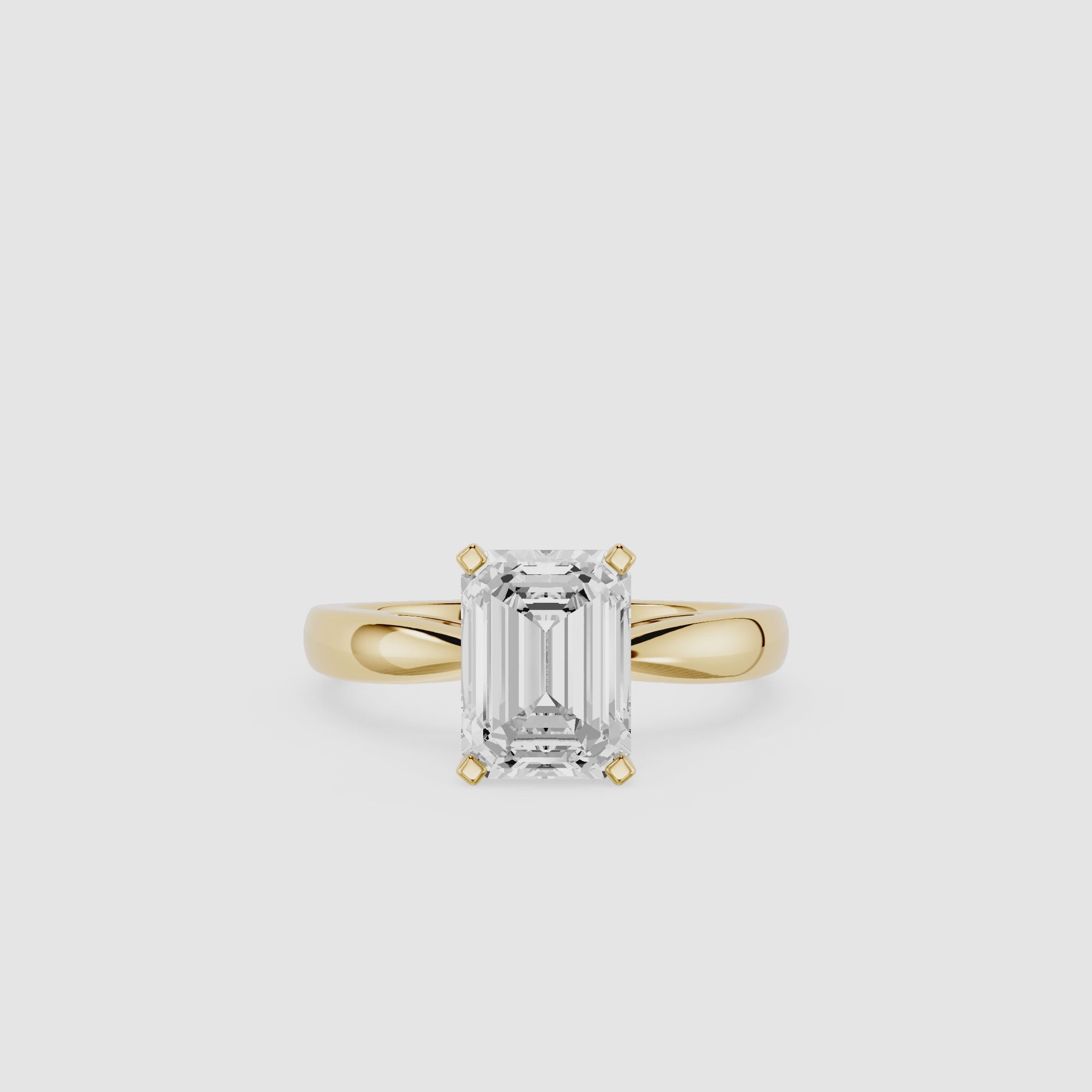 Emerald Cut Lab Diamond Split Shank Solitaire Ring