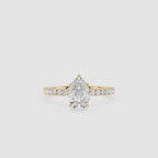 Pear Cut Lab Diamond Pave Band Solitaire Ring