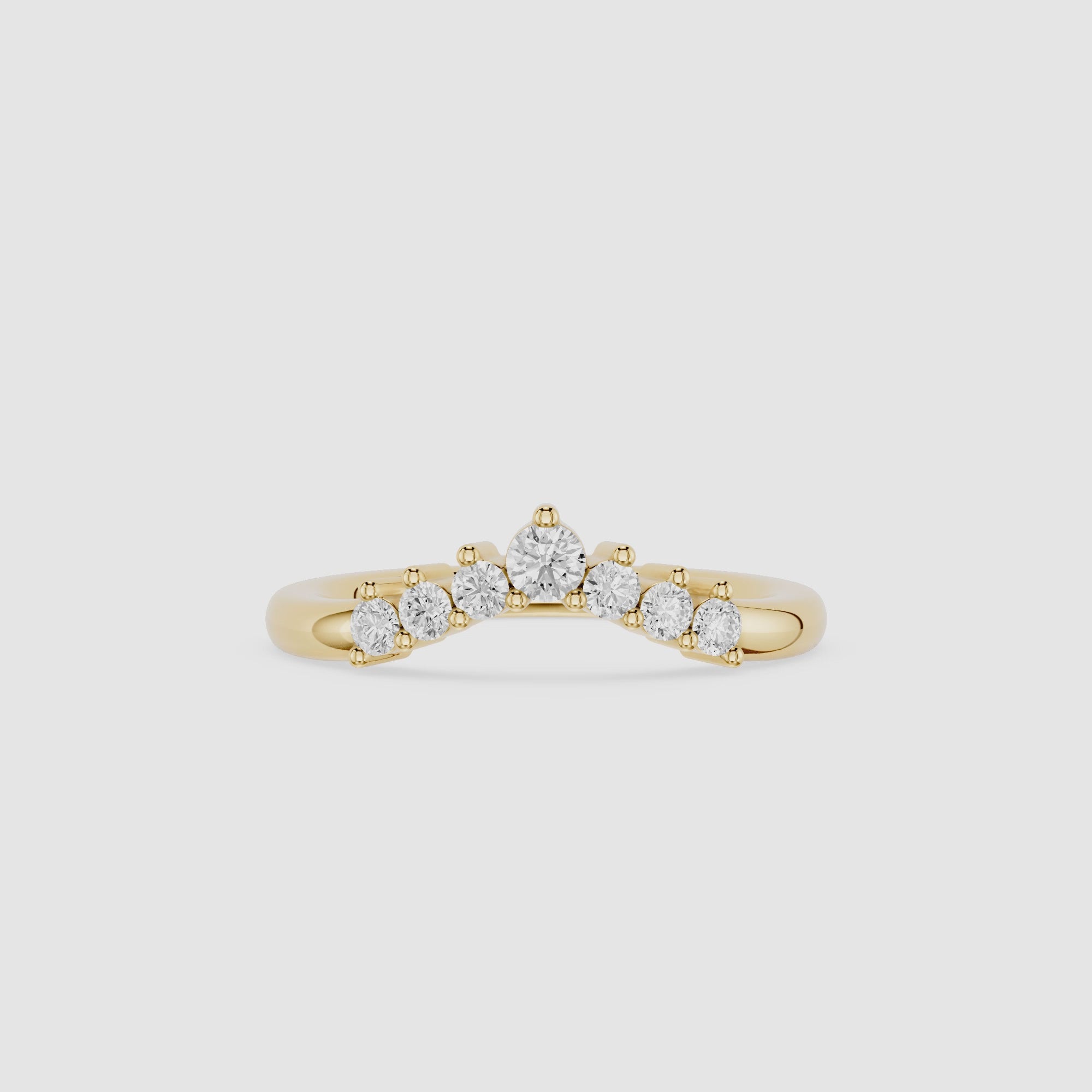 Graduated Round Cut Lab Grown Diamond Curved Wedding Band
