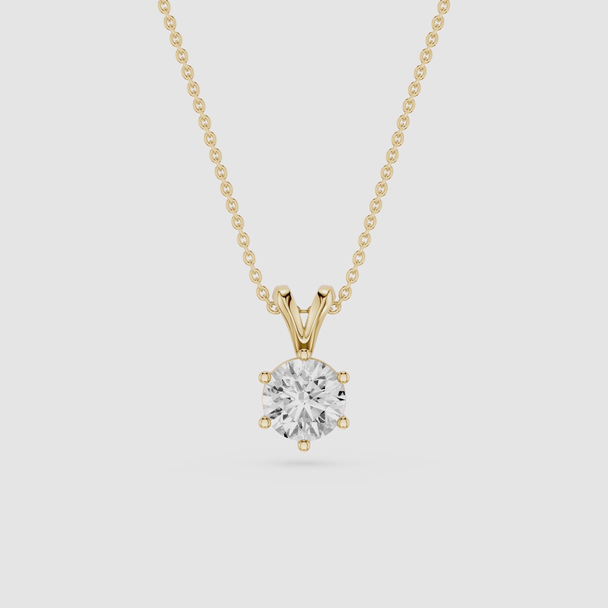 Round Lab Grown Diamond Classic Pendant Necklace