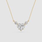 Heart Lab Grown Diamond Three Stone Pendant Necklace