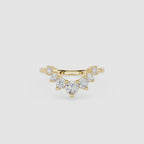Round Cut Lab Grown Diamond Curved Wedding Band