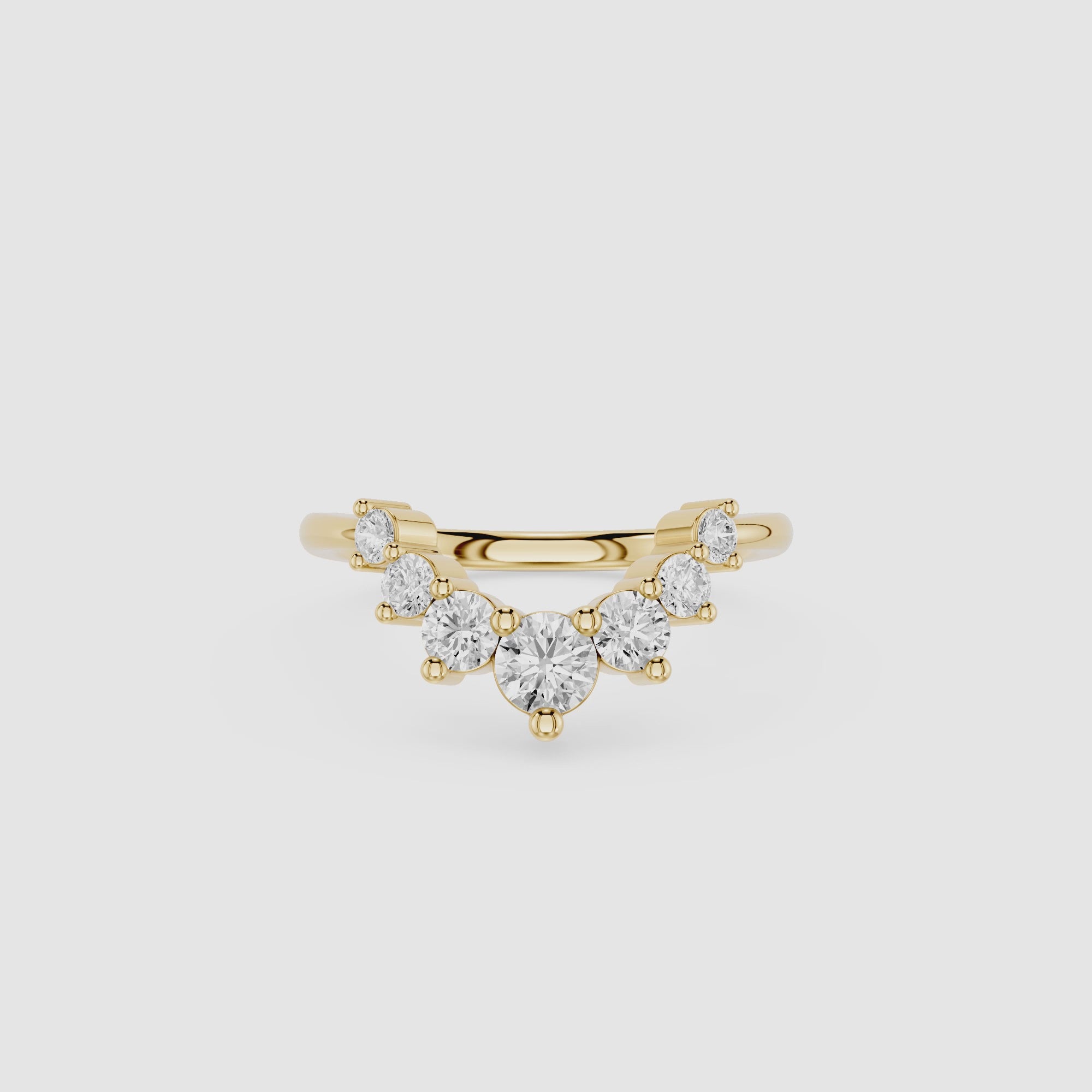 Round Cut Lab Grown Diamond Curved Wedding Band