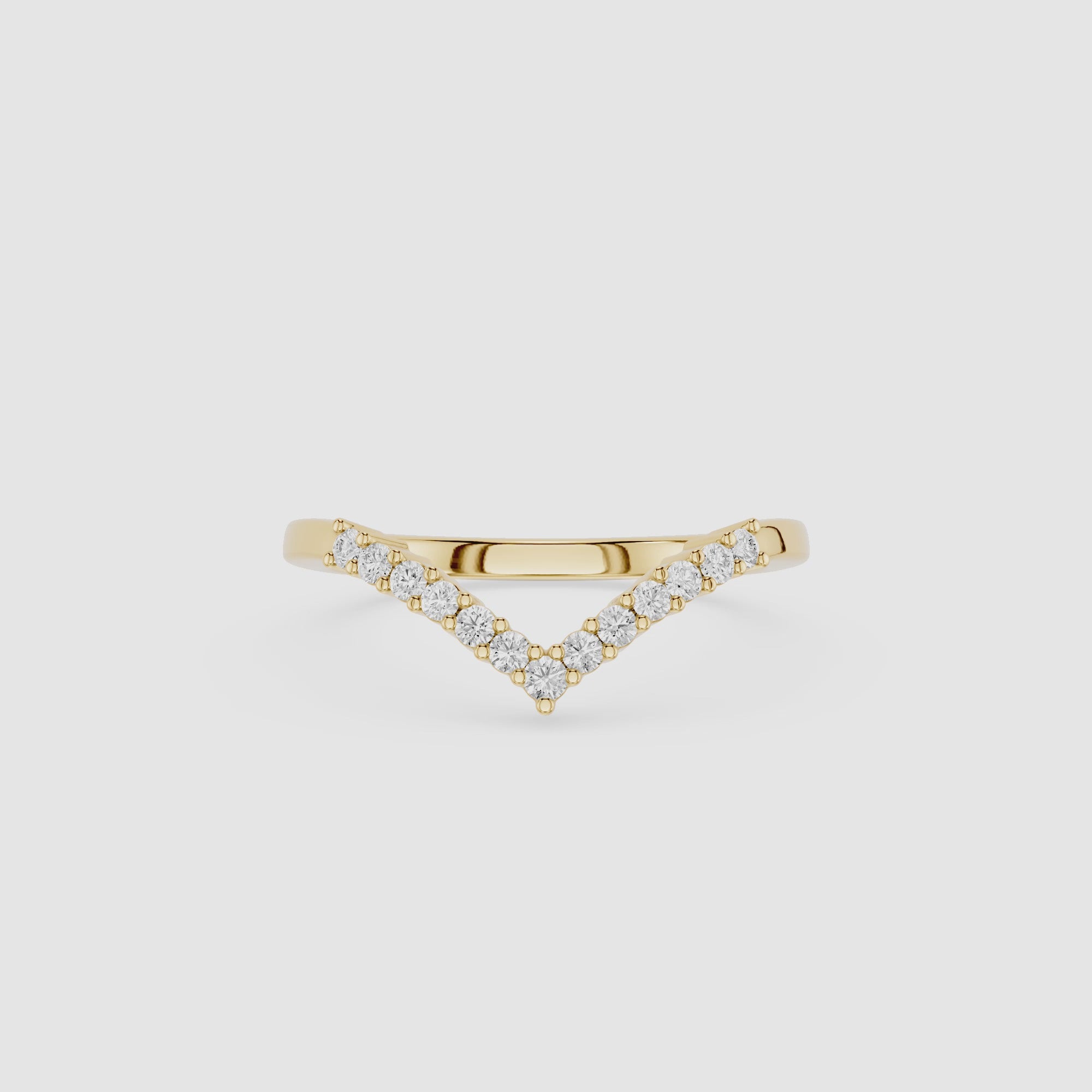 V Shape Round Cut Lab Grown Diamond Wedding Band
