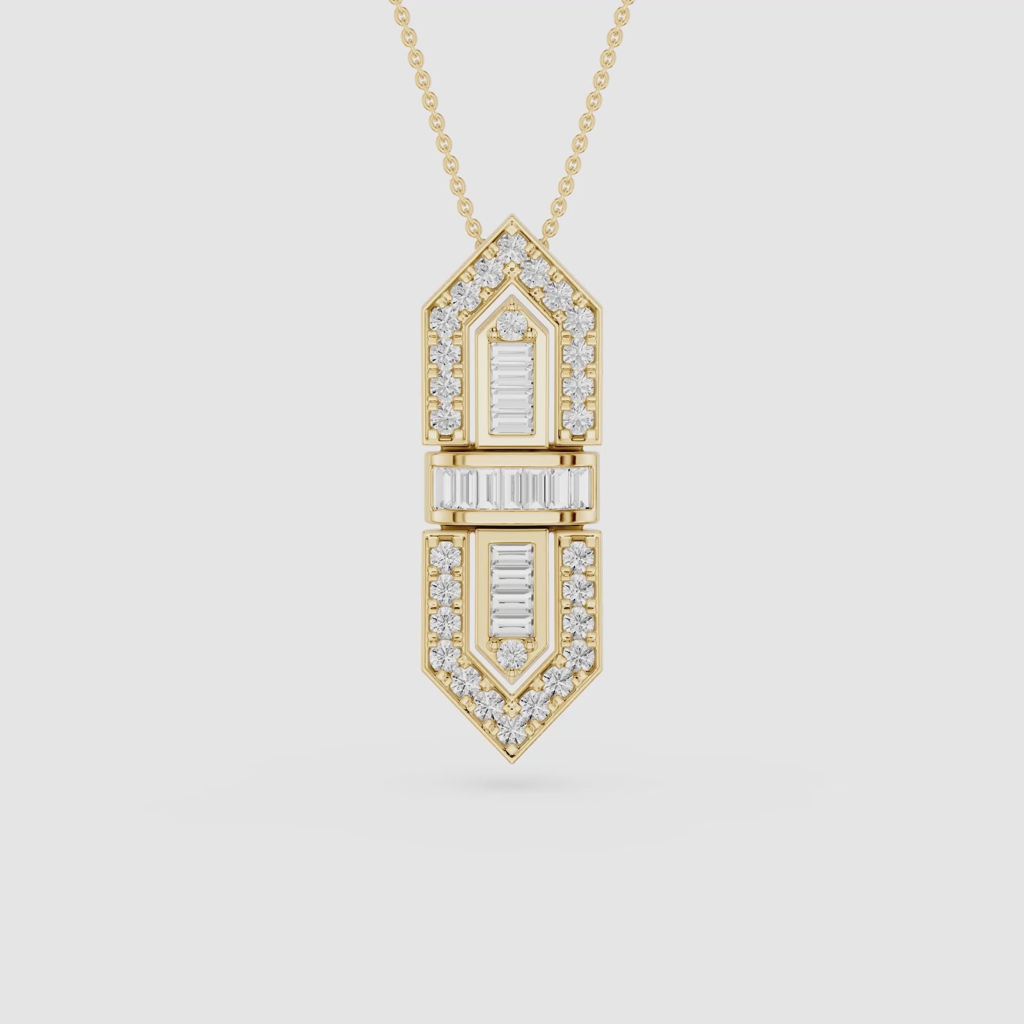 Baguette Lab Grown Diamond Art Deco Pendant Necklace