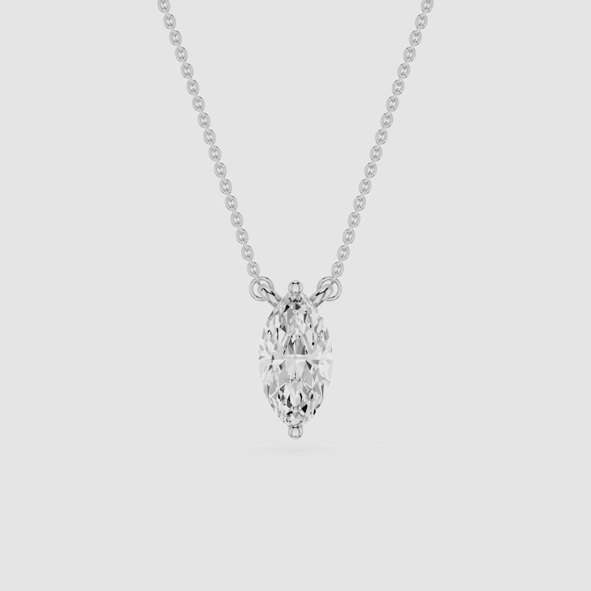 Marquise Cut Lab Grown Diamond Solitaire Pendant Necklace