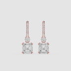 Asscher Cut Lab Grown Diamond Drop Earrings