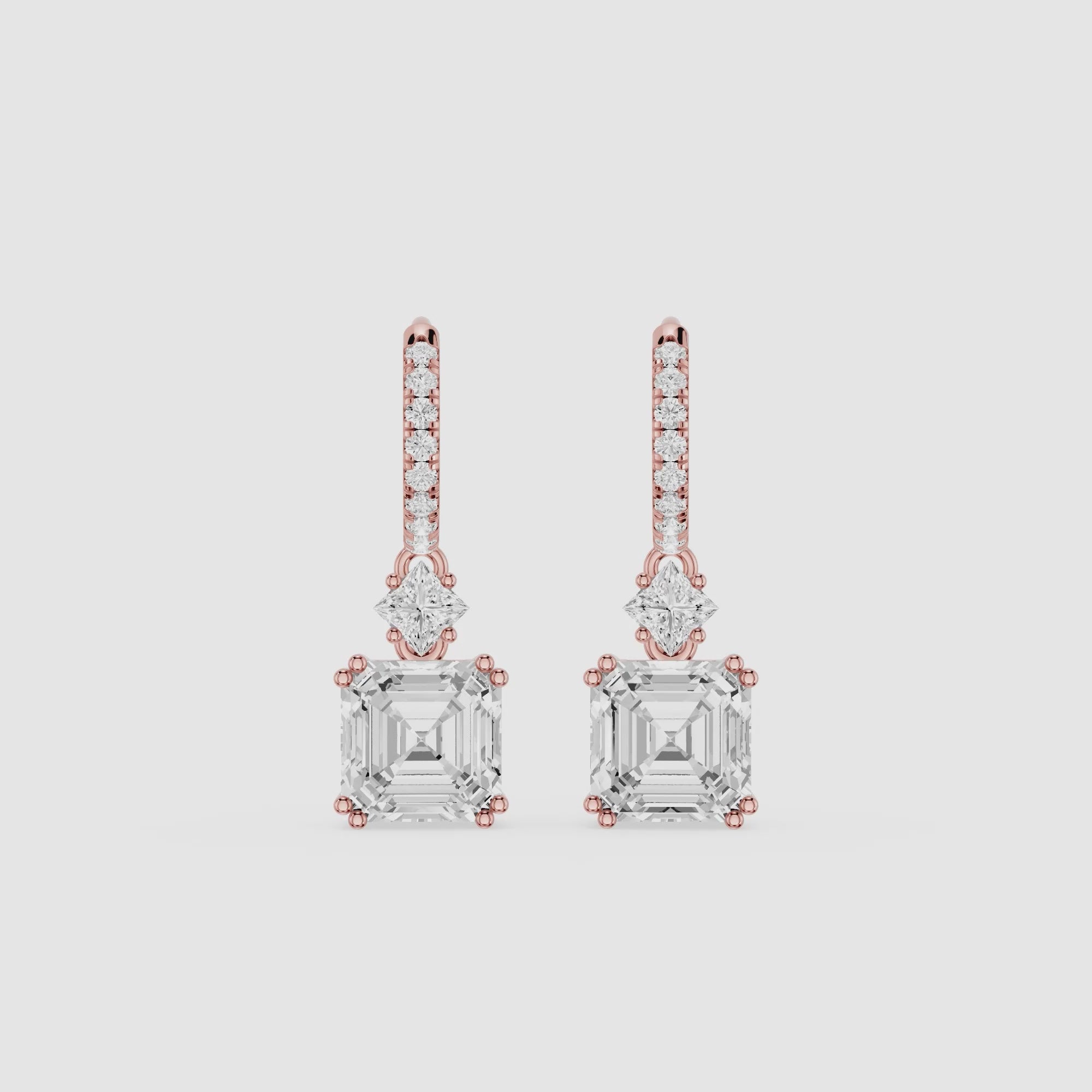 Asscher Cut Lab Grown Diamond Drop Earrings