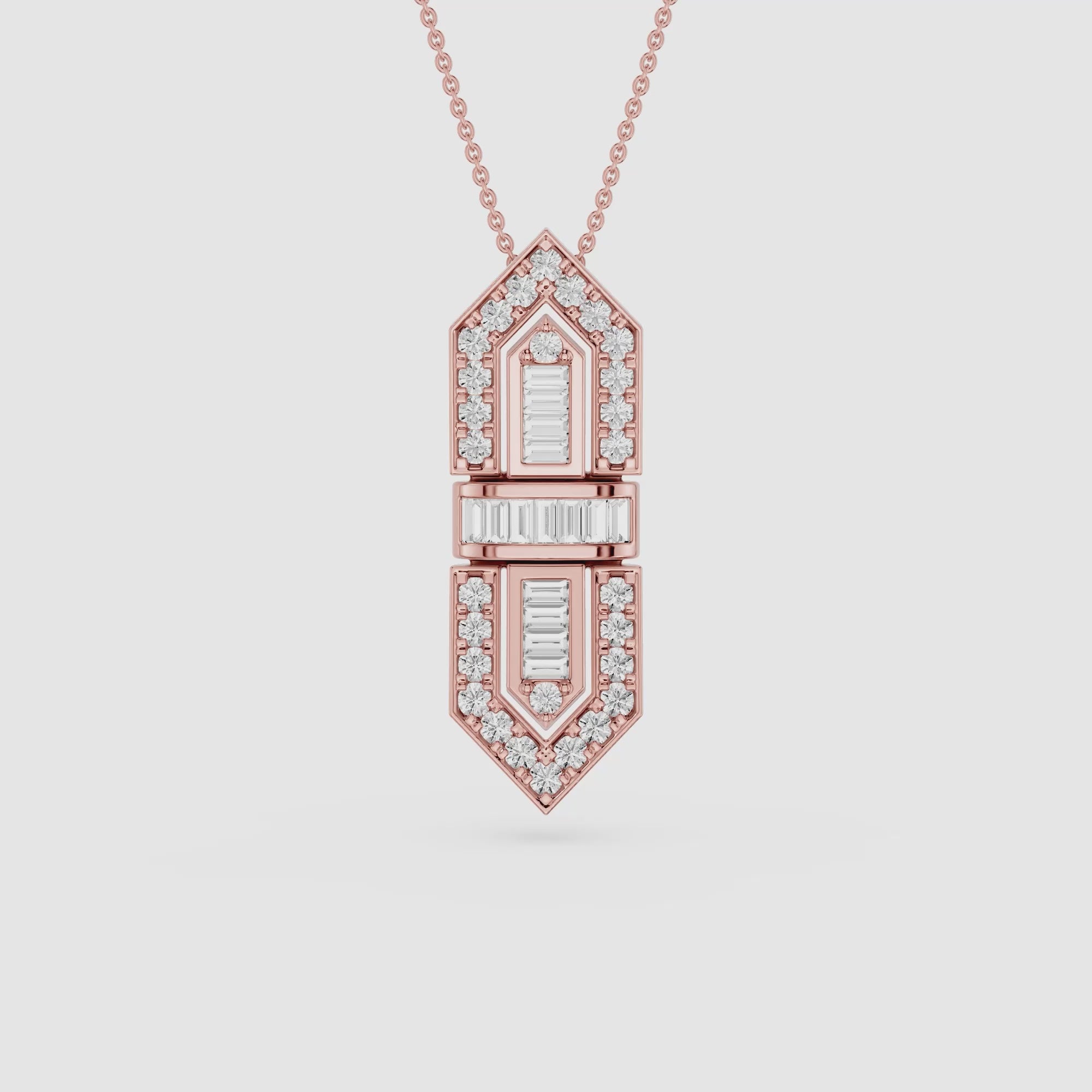 Baguette Lab Grown Diamond Art Deco Pendant Necklace