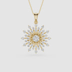 Round Lab Grown Diamond Sunburst Pendant