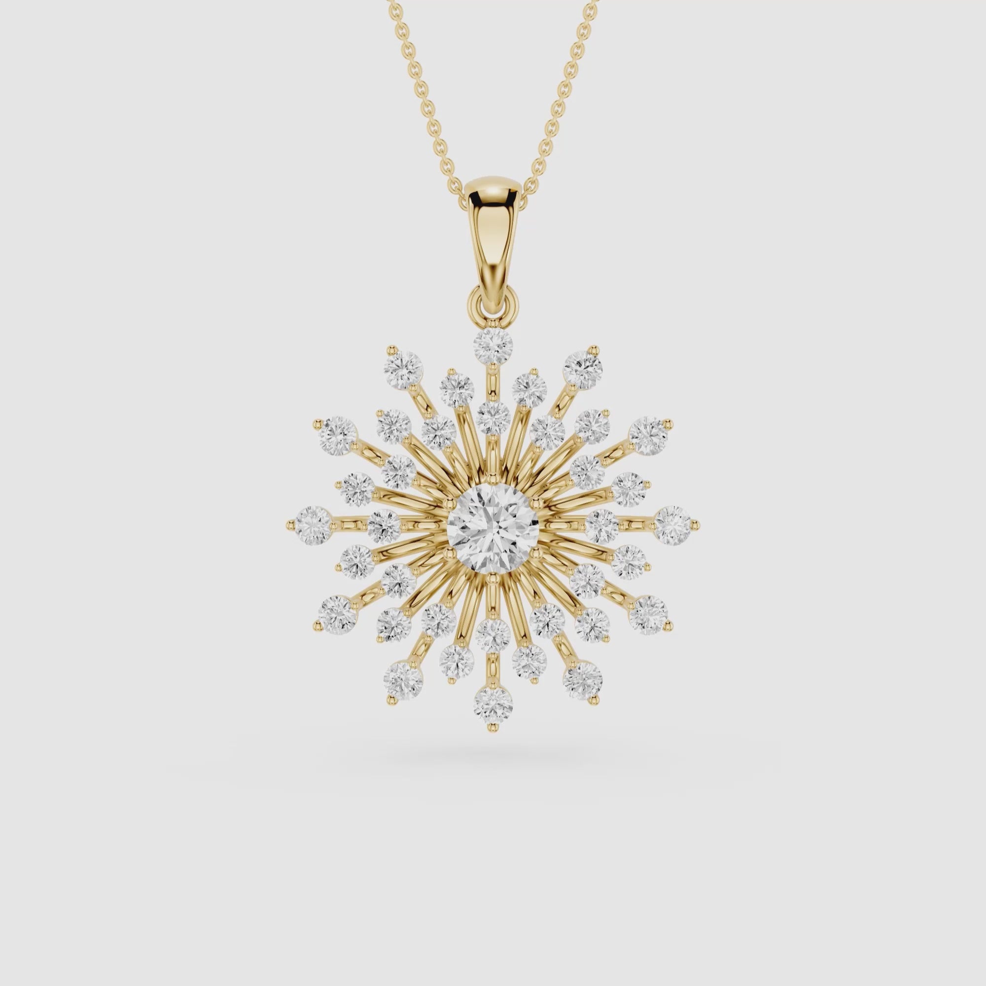 Round Lab Grown Diamond Sunburst Pendant