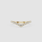 Round Cut Lab Grown Diamond Chevron Wedding Band