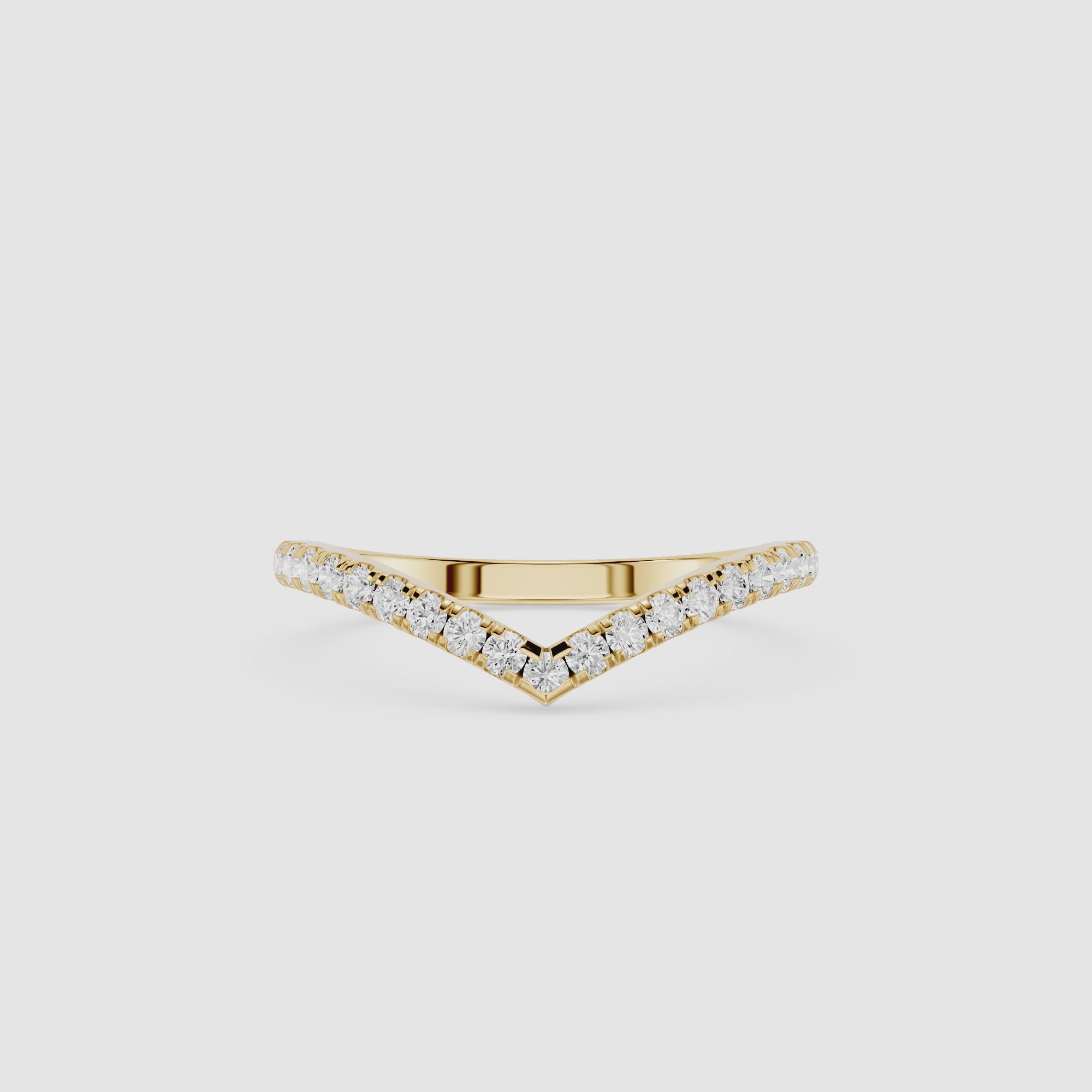 Round Cut Lab Grown Diamond Chevron Wedding Band