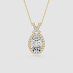 Oval Lab Grown Diamond Halo Pendant Necklace