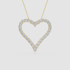 Round Lab Grown Diamond Open Heart Pendant Necklace