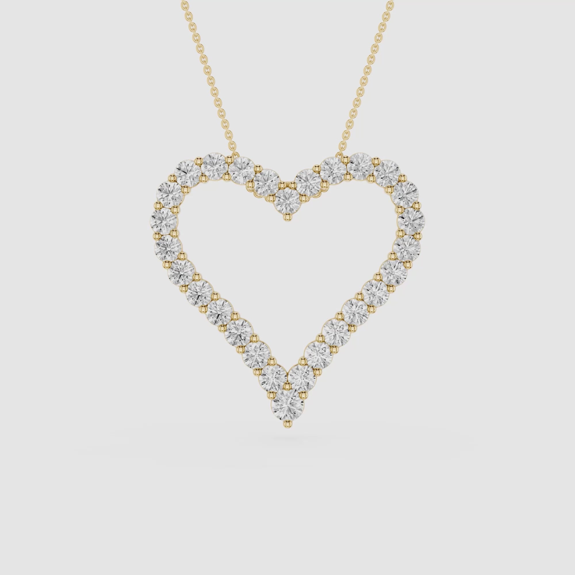 Round Lab Grown Diamond Open Heart Pendant Necklace